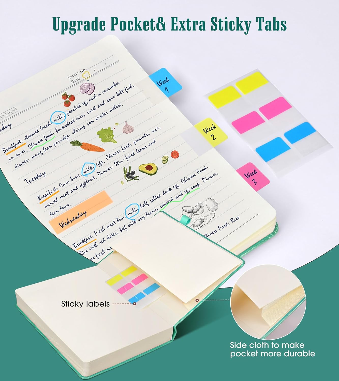 Lined Journal Notebook, 365 Pages B5 Large Journals for Writing Ruled Notebook, Hardcover Leather Journal for Women Men, Daily Notebook for Work, Note Taking, 100Gsm Thick Paper( 7.6'' X 10'' Teal)