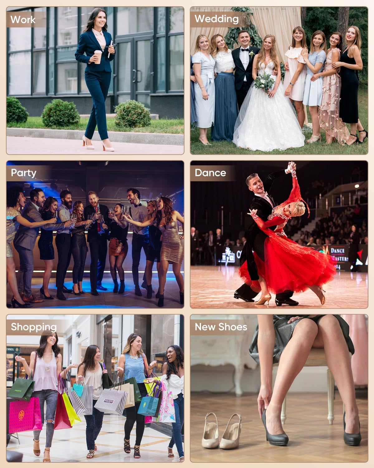 ONUEMP Heel Grips, High Heel Cushion Inserts for Too Big Shoes, Reusable Anti-Slip Shoe Pads Foot Insoles and Metatarsal Pads for Women, Heel Blister Prevention - 6 Pairs