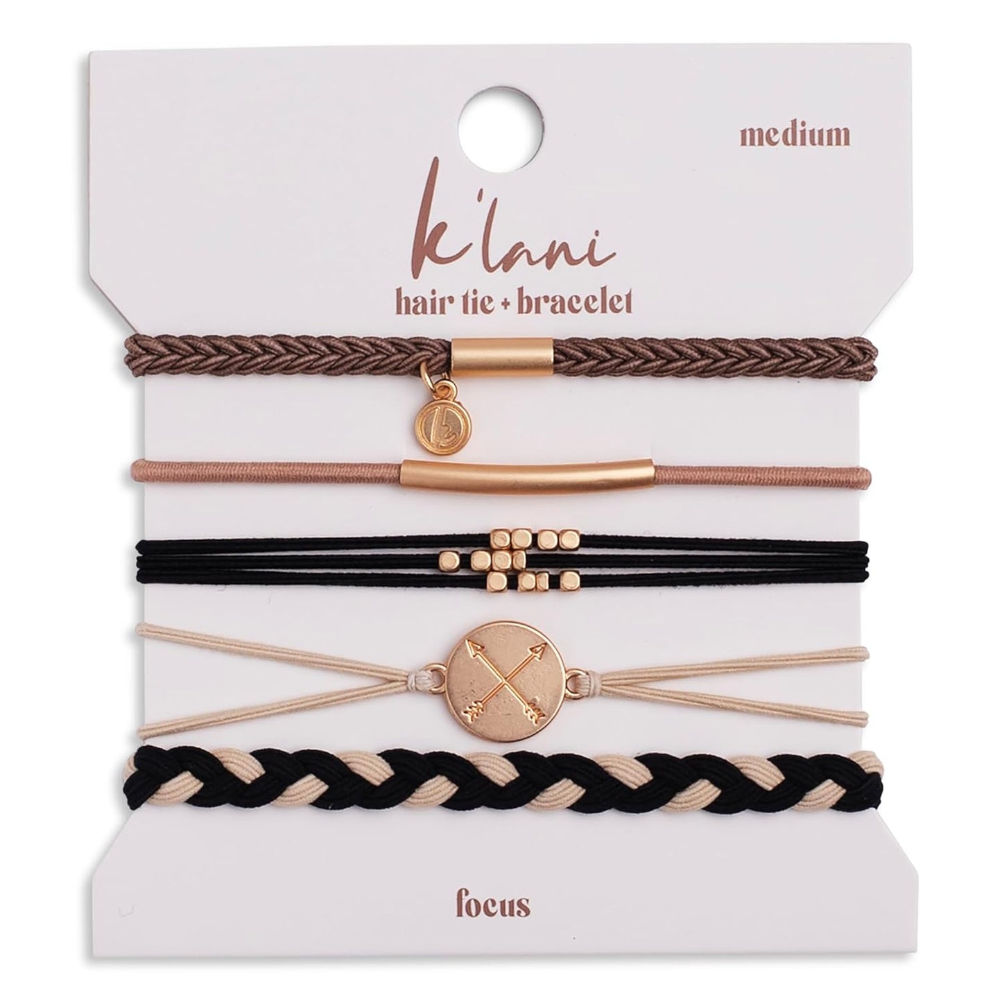 K'lani Hair Tie Bracelets for Women - Elastic Hair Bands That Double as Stylish Jewelry - Focus - Large