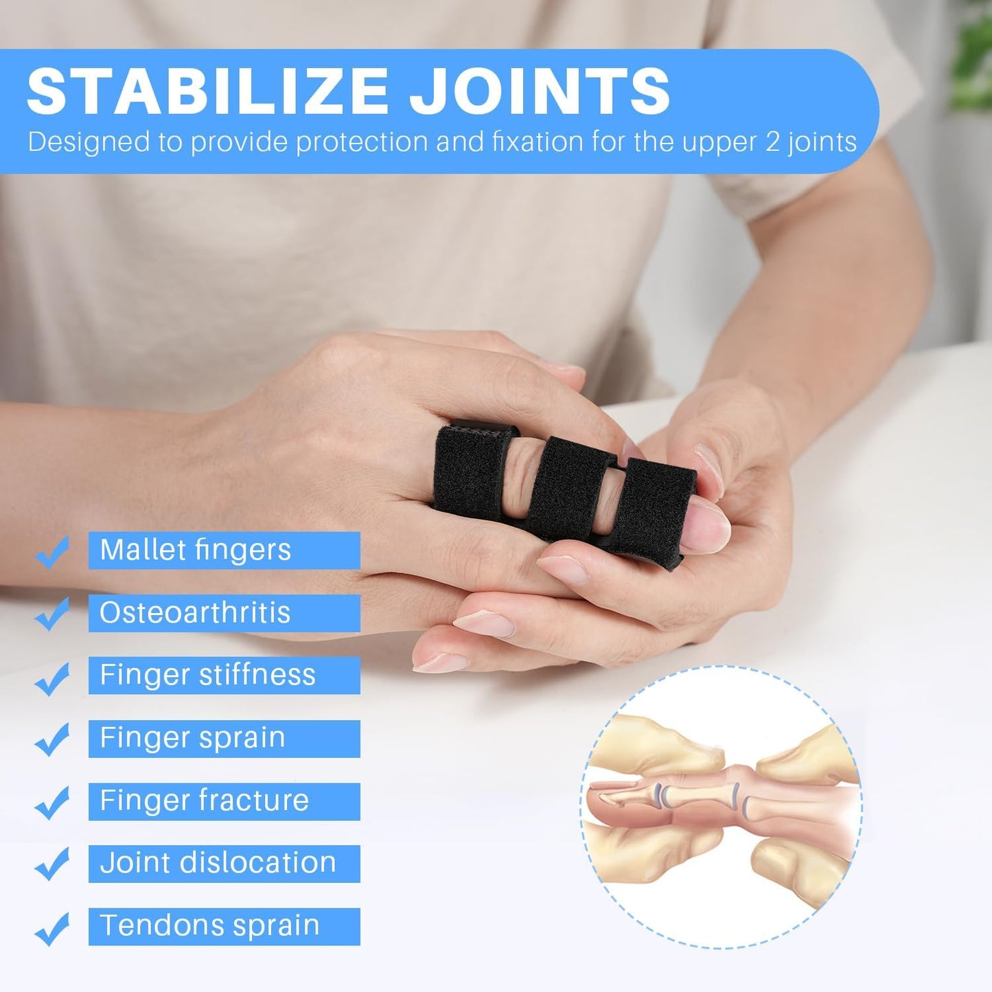 Sopito Upgraded Finger Splint and Ice Pack Sleeves for Pain Relief, Finger Protection, Straightening Arthritis, Knuckle Immobilization, Reusable Index, Middle, Ring Finger Brace