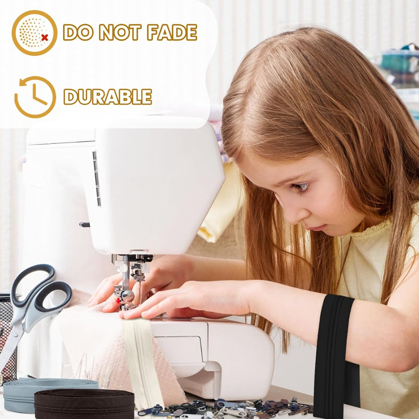 DOITEM 24 Yards 8 Pieces Sewing Zippers #3 Nylon Coil Zippers Assorted Zipper for Sewing with 32 Zipper Sliders for DIY Tailor Sewing Crafts Supplies, 8 Color