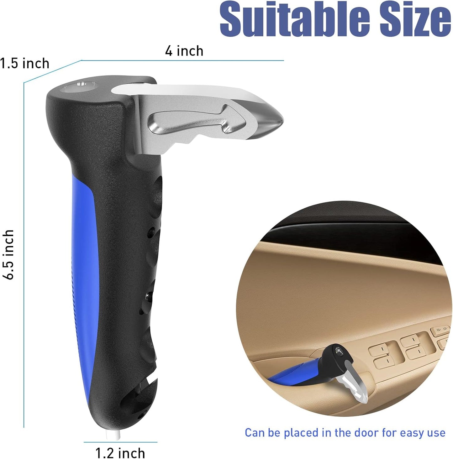 5 in 1 Vehicle Support Handles, Elderly Portable Automotive Door Assist Handles Multifunction Car Handle with LED Flashlight Seatbelt Cutter and Window Breaker for Elderly and Handicapped (Blue)