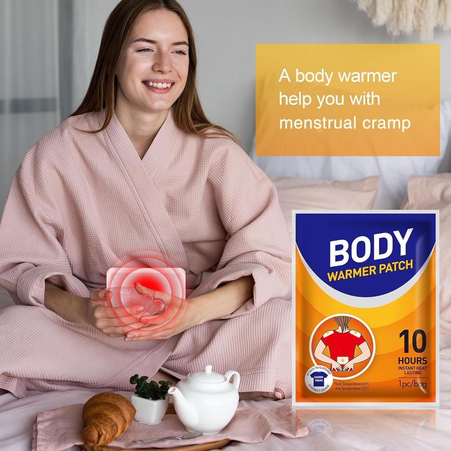 Body Warmers Heat Patches, Adhesive Heating Patches Disposable, Portable Instant Hot Packs Lasting up to 10 Hours, Travel Size Heat Pads on Cruise- 60 Packs