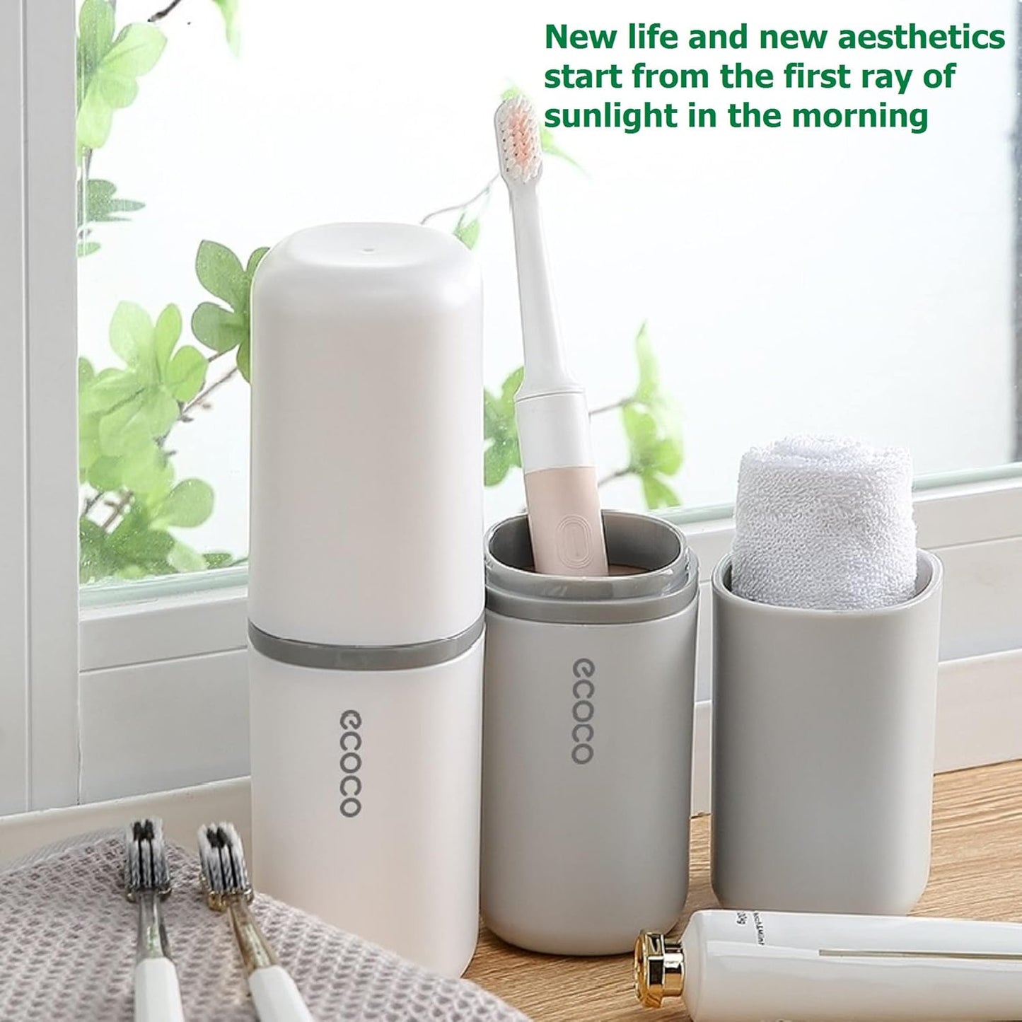 2PCS Toothbrush Travel Case,Multi-Function Portable Toothbrush Cove,Dustproof Toothbrush Holder,Suitable for Business Camping Travel or Daily Use(White + Gray)