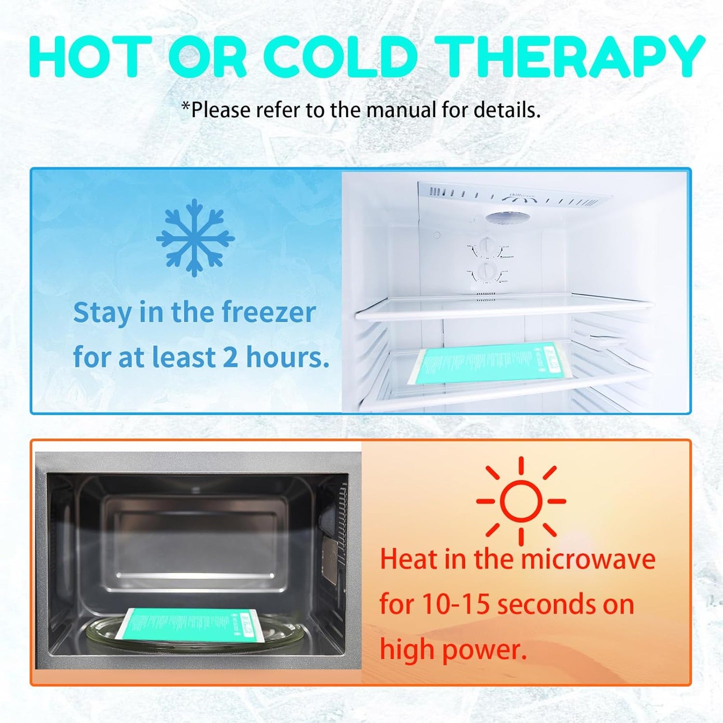 Gel Ice Packs, Cold Packs for Injury Recovery, Cold Compress for Pain Relief, Hot Cold Pack Relieves Inflammation, Arthritis for Headache, Ankle, Neck (Teal (2 Pack), 10×5 inch (28×13cm))