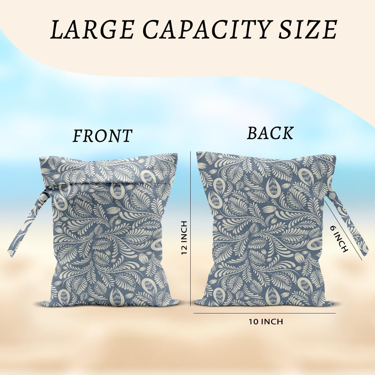 Plant Wet Bags 12x10 Inch, Leaves Waterproof Reusable Wet Dry Bags, Washable Travel Laundry Bag for Swimsuit Pool Beach Diapers Dirty Yoga Gym Clothes, Plant Gifts for Women Friend Travelers