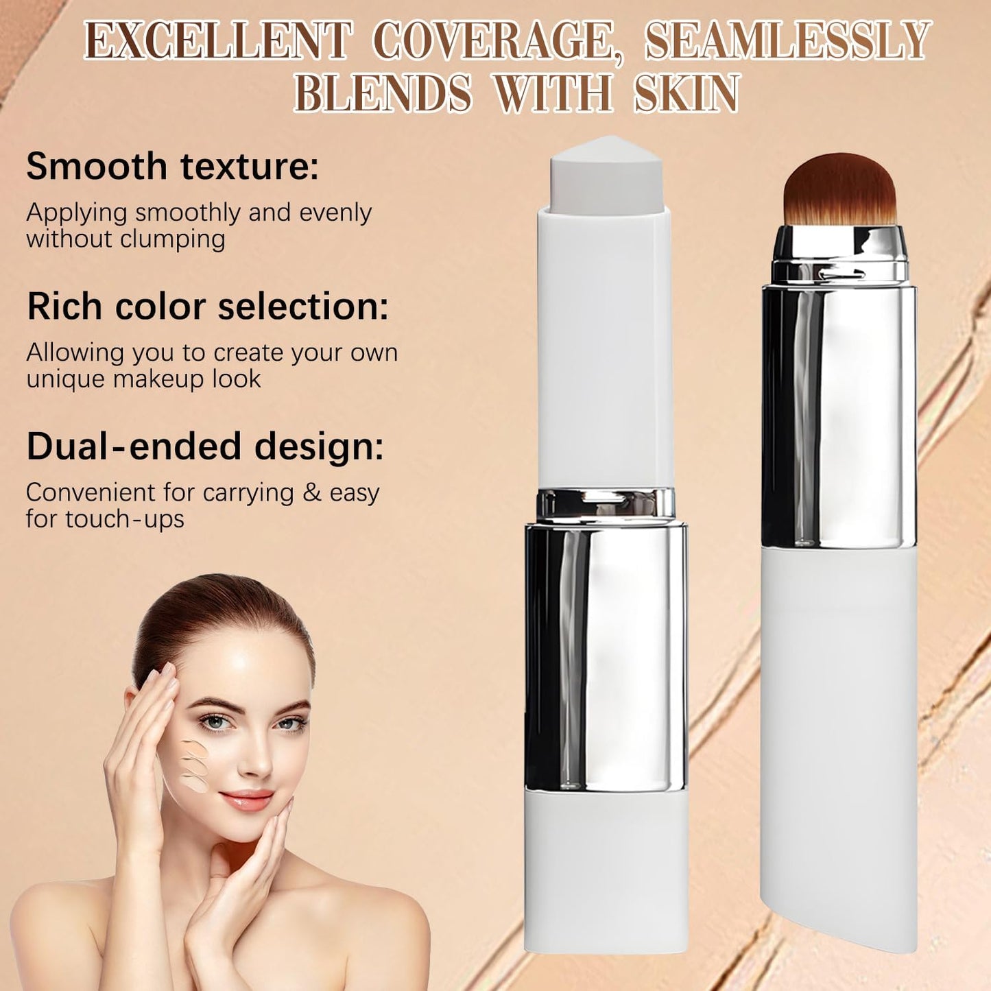 Blanc Cover Cream Stick, Color Changing Brightening Makeup Base, Hydrating Concealer, White Foundation for Flawless Look (Natural)