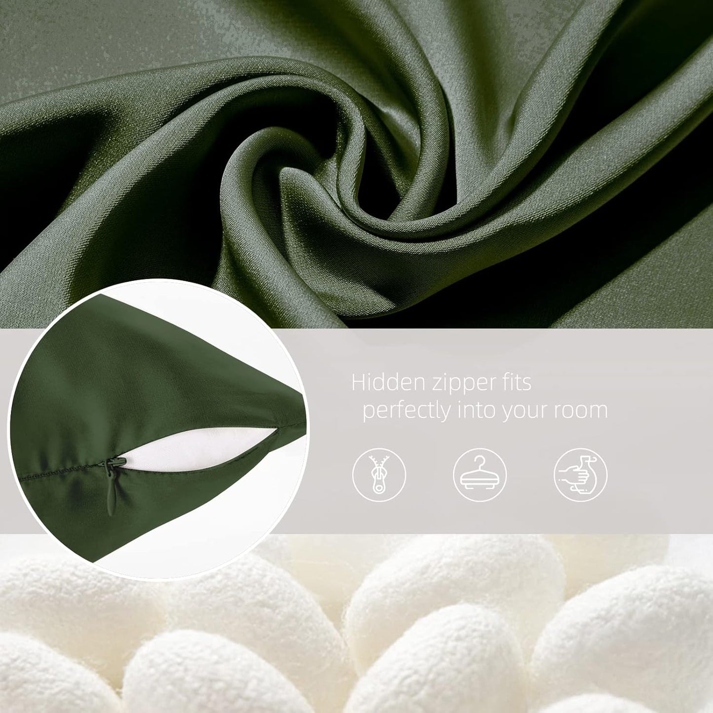 Silk Pillowcase for Hair and Skin Mulberry Silk Pillowcase Soft Breathable Smooth Both Sided Natural Silk Pillowcase with Zipper Beauty Sleep Silk Pillow Case 1 Pack for Gift(King,Green)