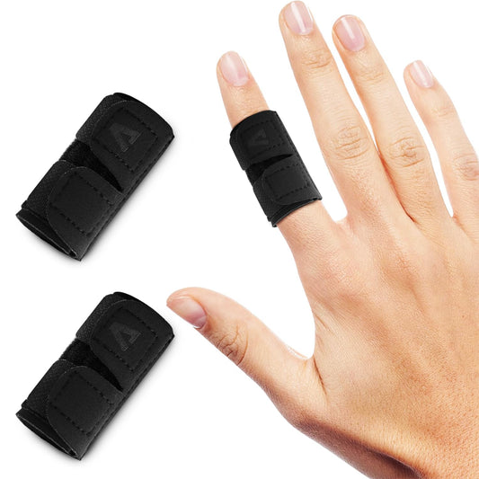 2PCS Finger Splints (No Metal Support) – Adjustable Compression Neoprene Finger Sleeves/Brace for Arthritis, Tendonitis & Pain Relief, Elastic Buddy Straps for Sports (Basketball, Tennis, Volleyball, Badminton) – Single Finger Design, M