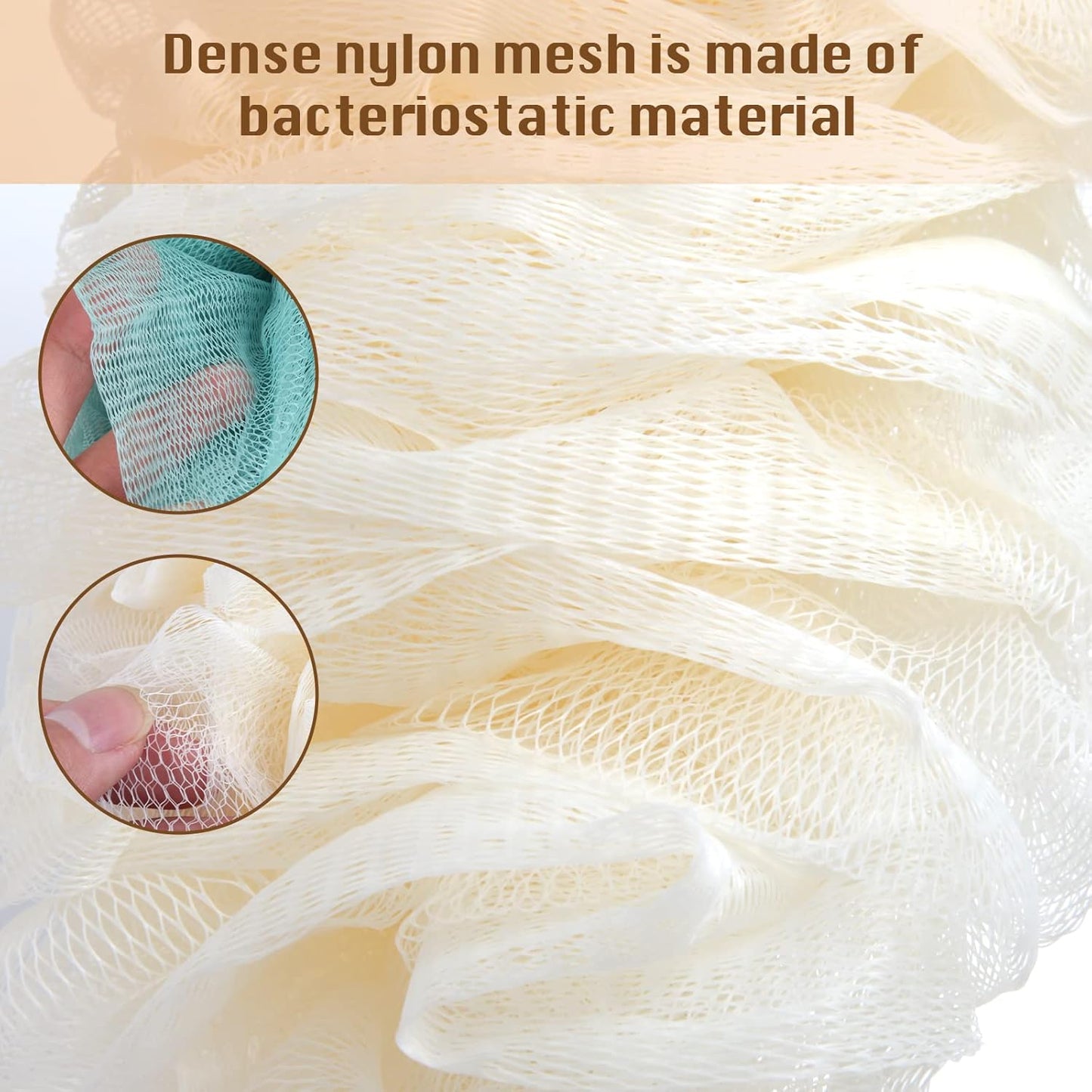 2Pack Back Scrubber for Shower,PIPUHA Loofah Sponge Shower Brush Using Body Exfoliating with Long Handle, Loofah on a Stick for Men Women, Bathing Accessories for Body Brushes (Blue and White)