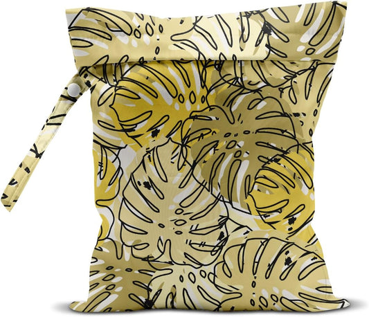 Wet Bag, Wet Dry Bag, Wet Bag for Swimsuit, Travel, Beach, Pool, Diapers, Dirty Yoga Gym Clothes, Makeup Bag, Waterproof Tropical Palm Leaves Decor Jungle Palm Leaf Favors