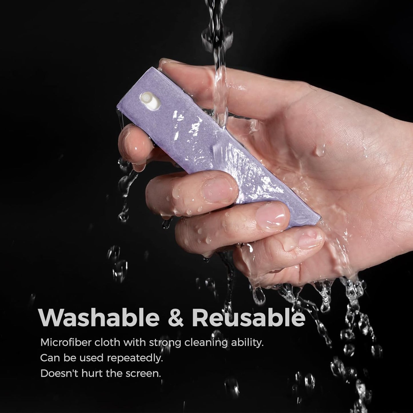 CLICK CLEAN Screen Cleaner, Fingerprint Proof Screen Cleaner Spray, All-in-One Cleaner with Microfiber and Shell for All Phones, Laptop and Tablet Screens (Purple)