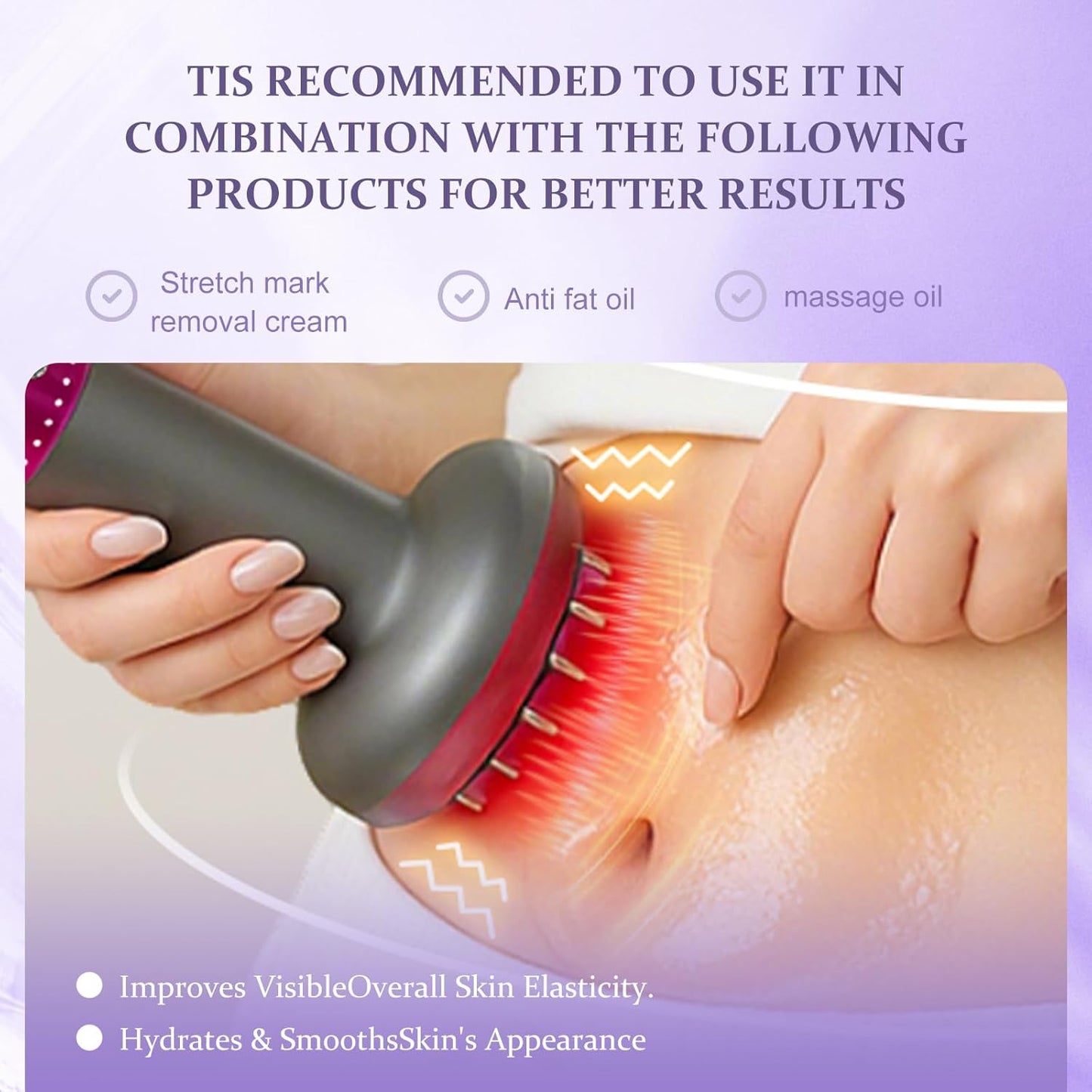 Lymphatic Drainage Massager,Help Reduce Stretch Mark, Cellulite, for Belly、 Neck、 Leg 、Hip Arm ,Improves Absorption of Skincare Body Oil Serum, Stretch Mark Creams and Stretch Mark Lotions