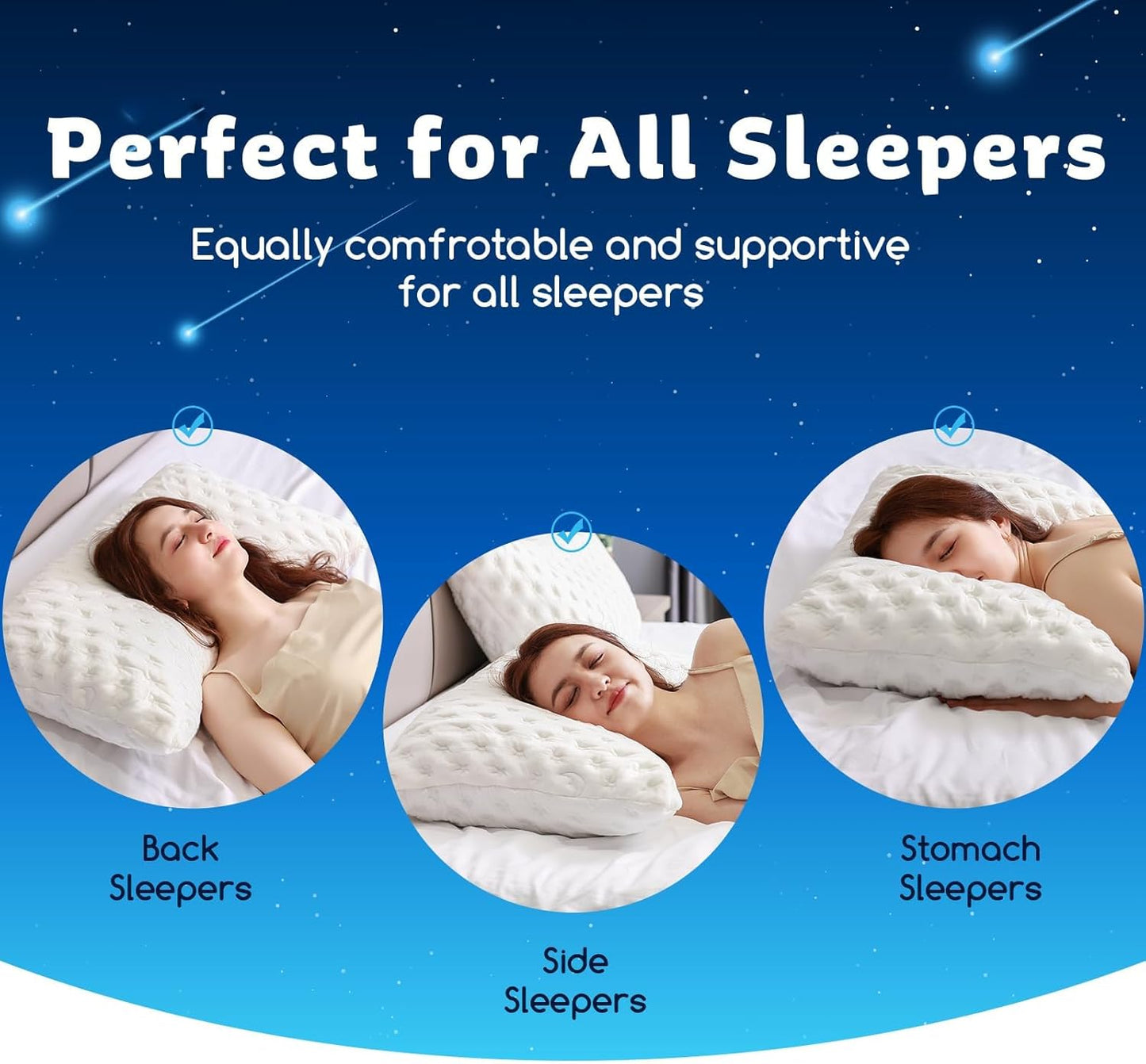 Cooling Side Sleeper Pillow for Neck and Shoulder Pain, Luxury Shredded Memory Foam Curved Bed Pillows for Sleeping Set of 2- Adjustable King Size- Washable Cover Crescent White