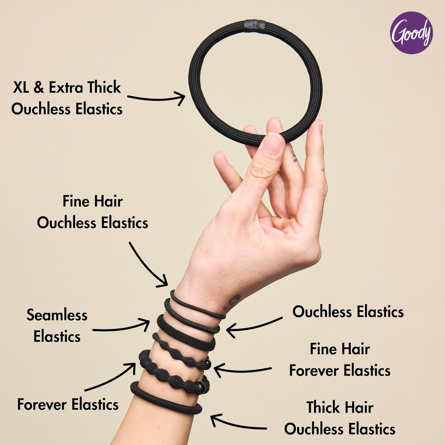 Goody Ouchless Hair Elastics – No Pull, No Breakage, Tangle-Free Hold for Thick, Curly, Coily & Textured Hair – 30 Count, Blonde, Long-Lasting Ponytail Holders for Women & Men