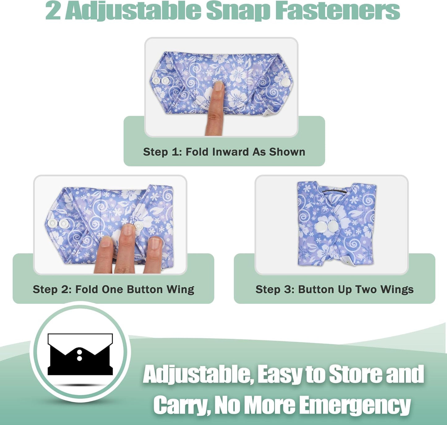 Wegreeco Reusable Menstrual Pads - Soft Cloth Sanitary Pads | Panty Liners - 6 Pack, 1 Cloth Wet Bag (in Full Bloom Flower, Medium)