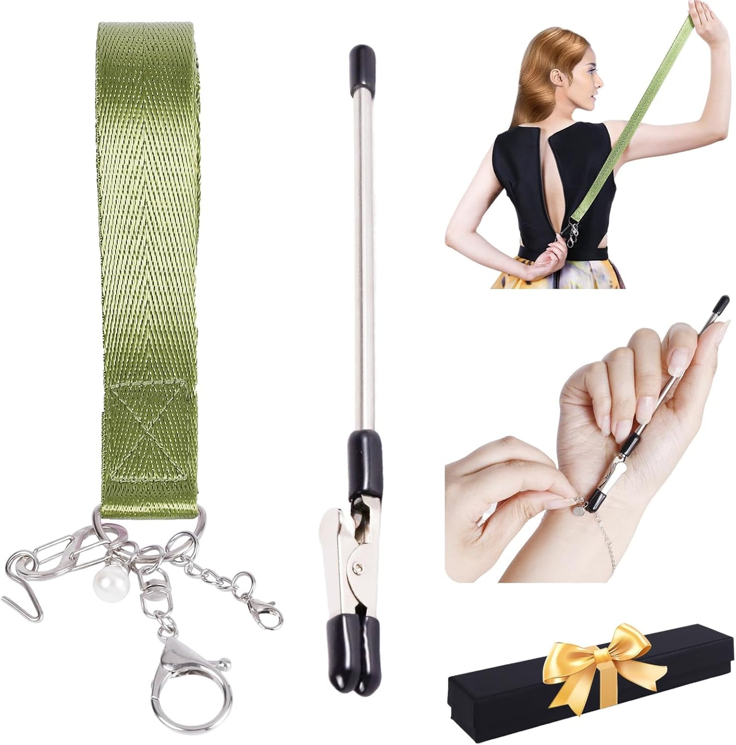 Zipper Helper Bracelet Helper Tool Set, Zipper Puller Helper Dresses Zipper Pull Helper Back Zipper Puller for Overweight, Elderly, Disabled, Individuals or Travel, Gifts for Women Mom