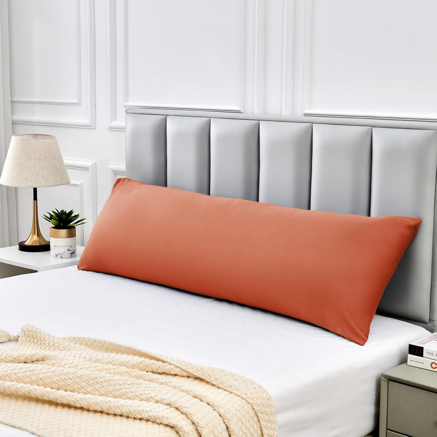 Warmstar Cotton Body Pillow Cover 1 Pack, 600 Thread Count Body Pillow case 20"x54", Long Body Pillow Case Cover Soft Breathable with Envelope Closure,Orange