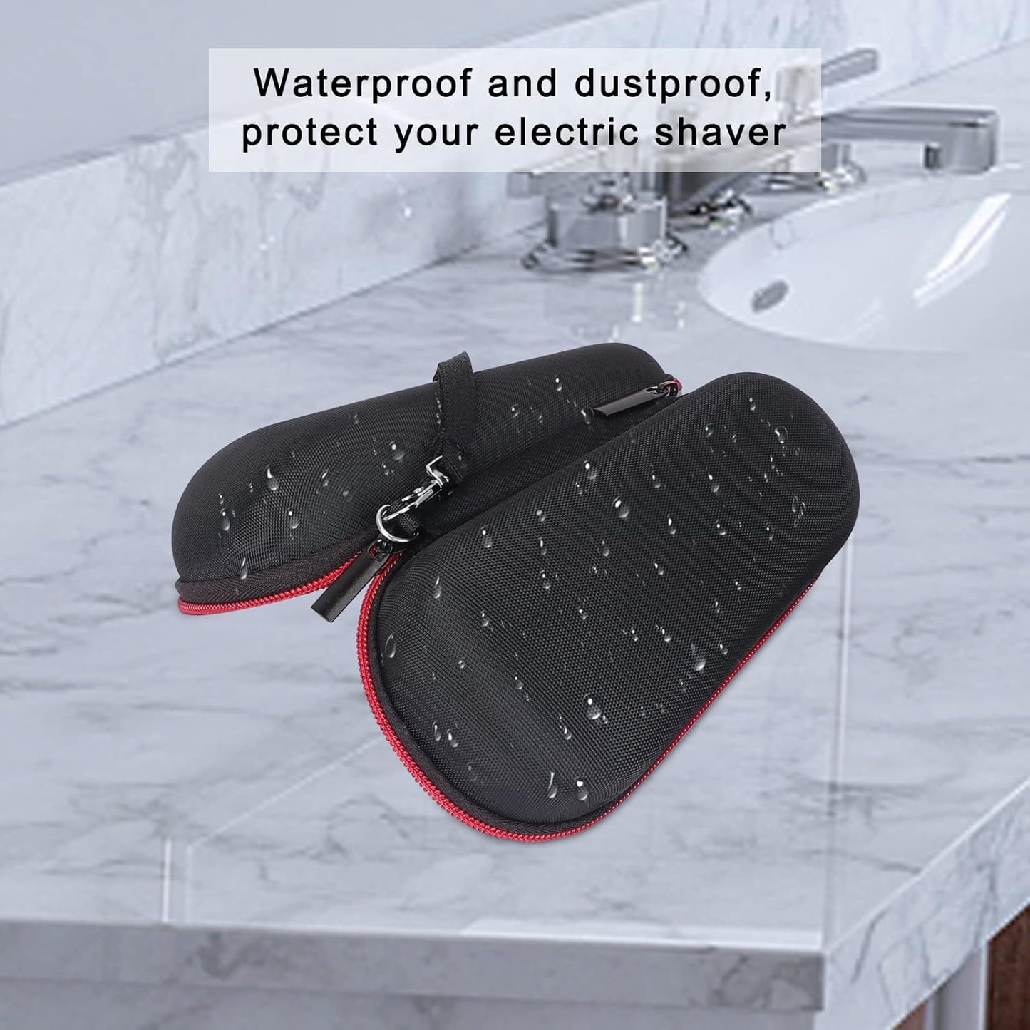 Electric Shaver Case,Travel Shaver Storage Bag & Razor Organizer Pouch,Durable,Waterproof, Compact Design for Men's Essentials,Fits Most Electric Shavers for Philips Braun Panasonic(Red)