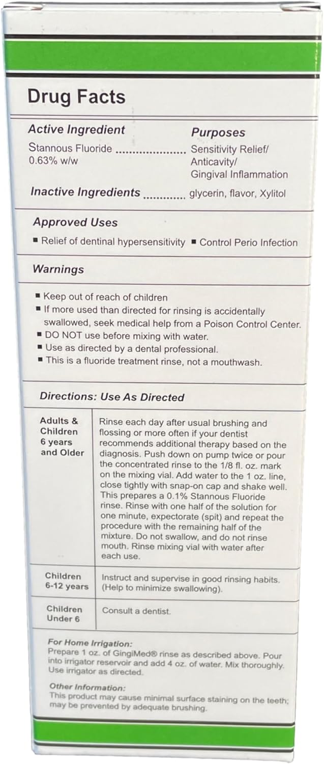 Mint Flavored .63% stannous Fluoride Dental Rinse, 10 Ounce Bottle. Indicated for Patients with Tooth Decay, Sensitivity, or gingival Bleeding.