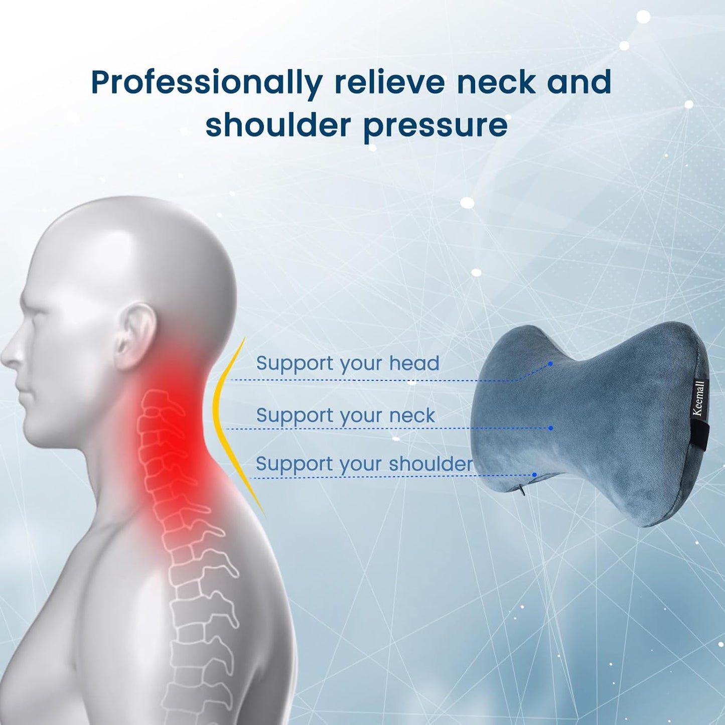 Inflatable Car Neck Pillow Driving , Blow Up Car Headrest Pillow for Car, Inflatable Travel Pillow for Camping, Neck Support for Office Chair - Adjustable Softness