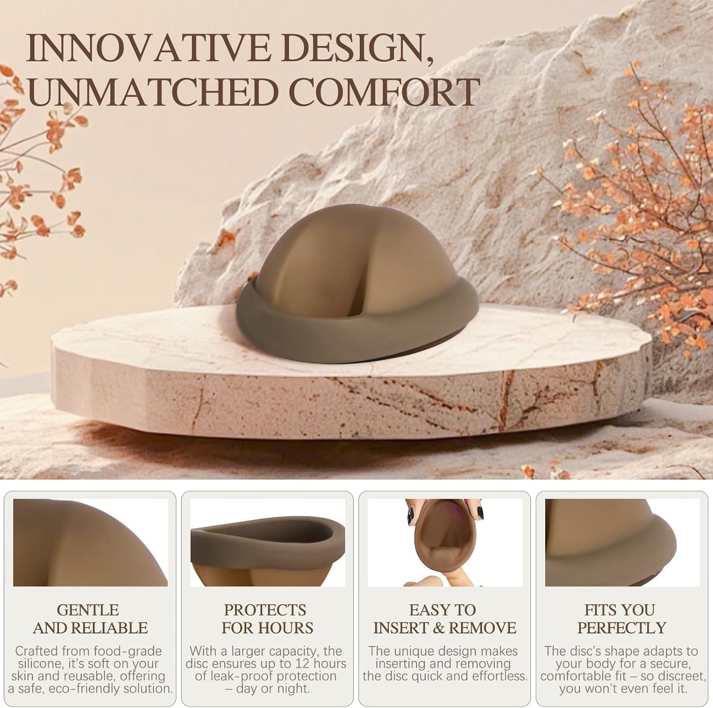 Reusable Menstrual Disc - Soft & Comfortable, Leakproof Menstrual Cup Alternative - Set of 2 (Large & Small Sizes)