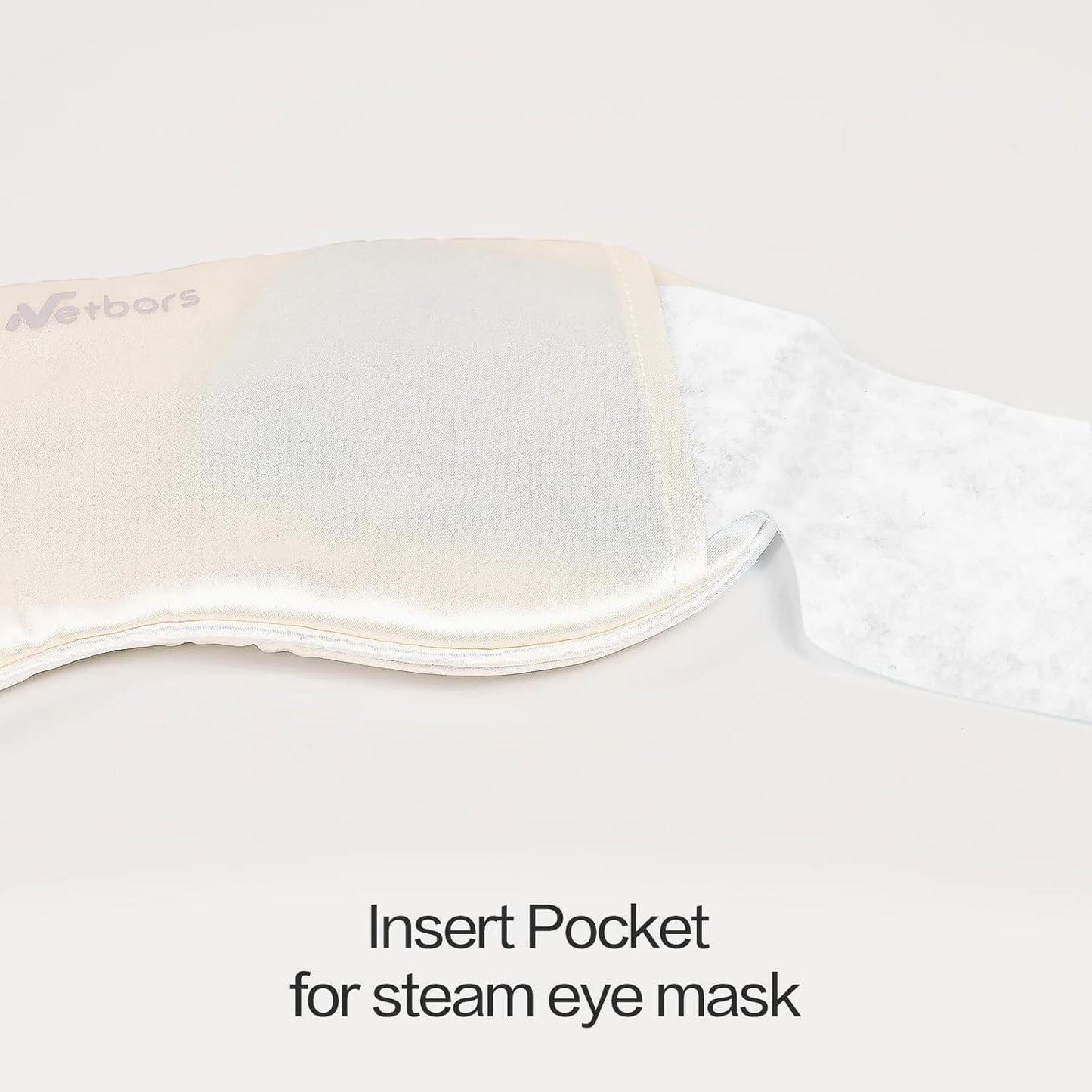 Luxury Silk Sleep Mask with 22mm Mulberry Silk, Velvet Elastic Band, Heat Therapy Pocket, and Travel Pouch, White Color