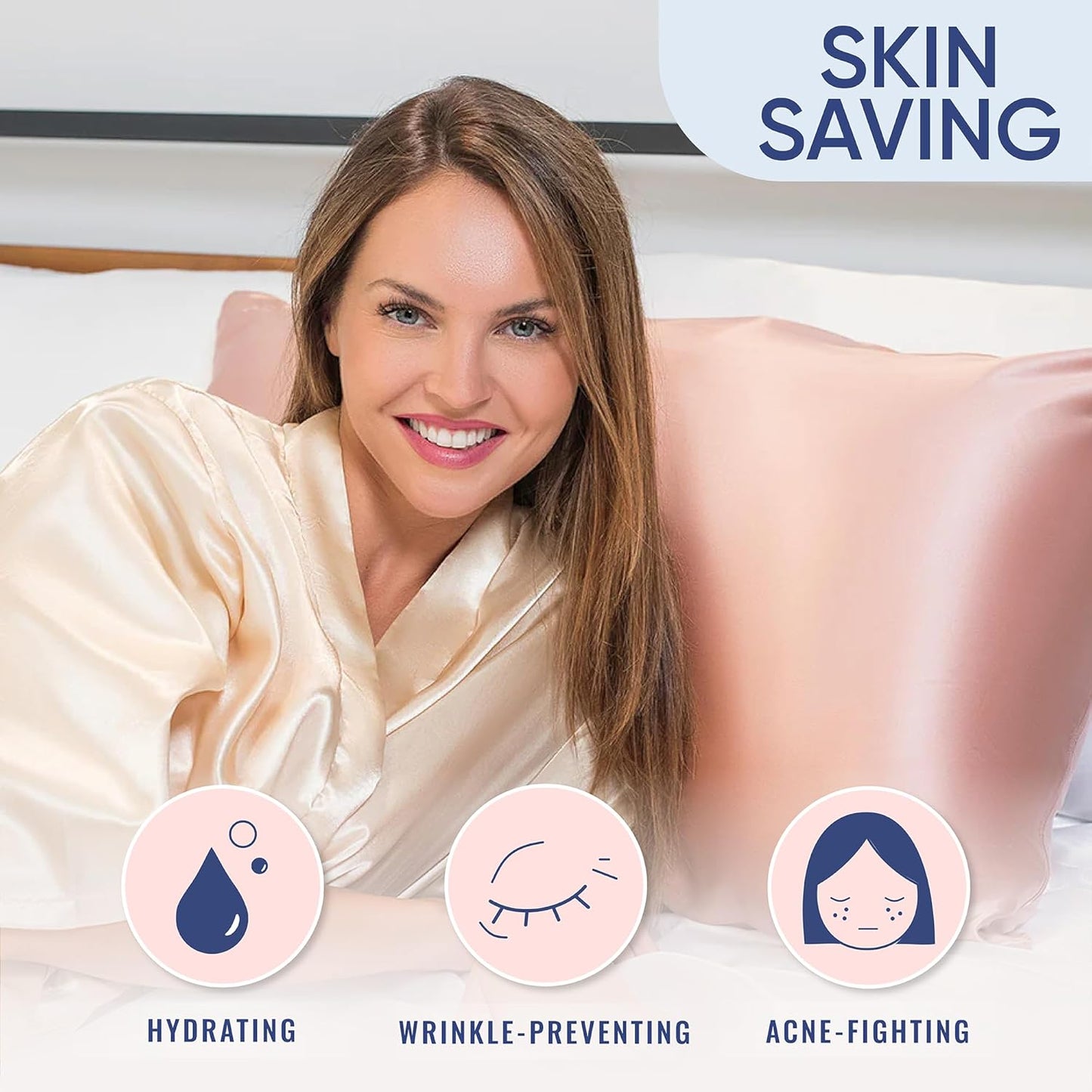 Blissy Silk Pillowcase - 100% Pure Mulberry Silk - 22 Momme 6A High-Grade Fibers - Silk Pillow Cover for Hair & Skin - Regular, Queen & King (Rose Gold, Standard)