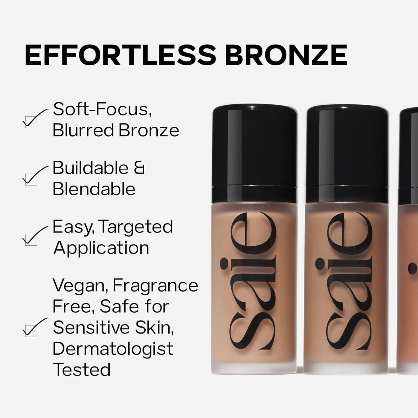 Saie Dew Bronze - Hydrating Liquid Bronzer Stick For a Sun Kissed Glow - Liquid Contour Stick Infused with Nourishing Skin Care Ingredients - Sculpted Face Makeup Essential - Swim (0.4 oz)