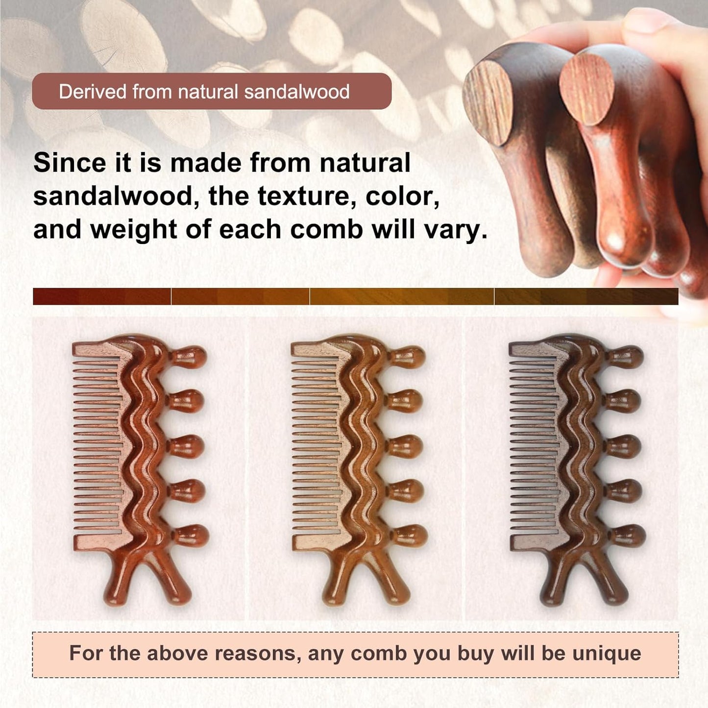 Wooden Scalp Comb, Pocket Fine Tooth Hair Combs for Women/Men, Natural Wooden Massage Comb (ProElite)