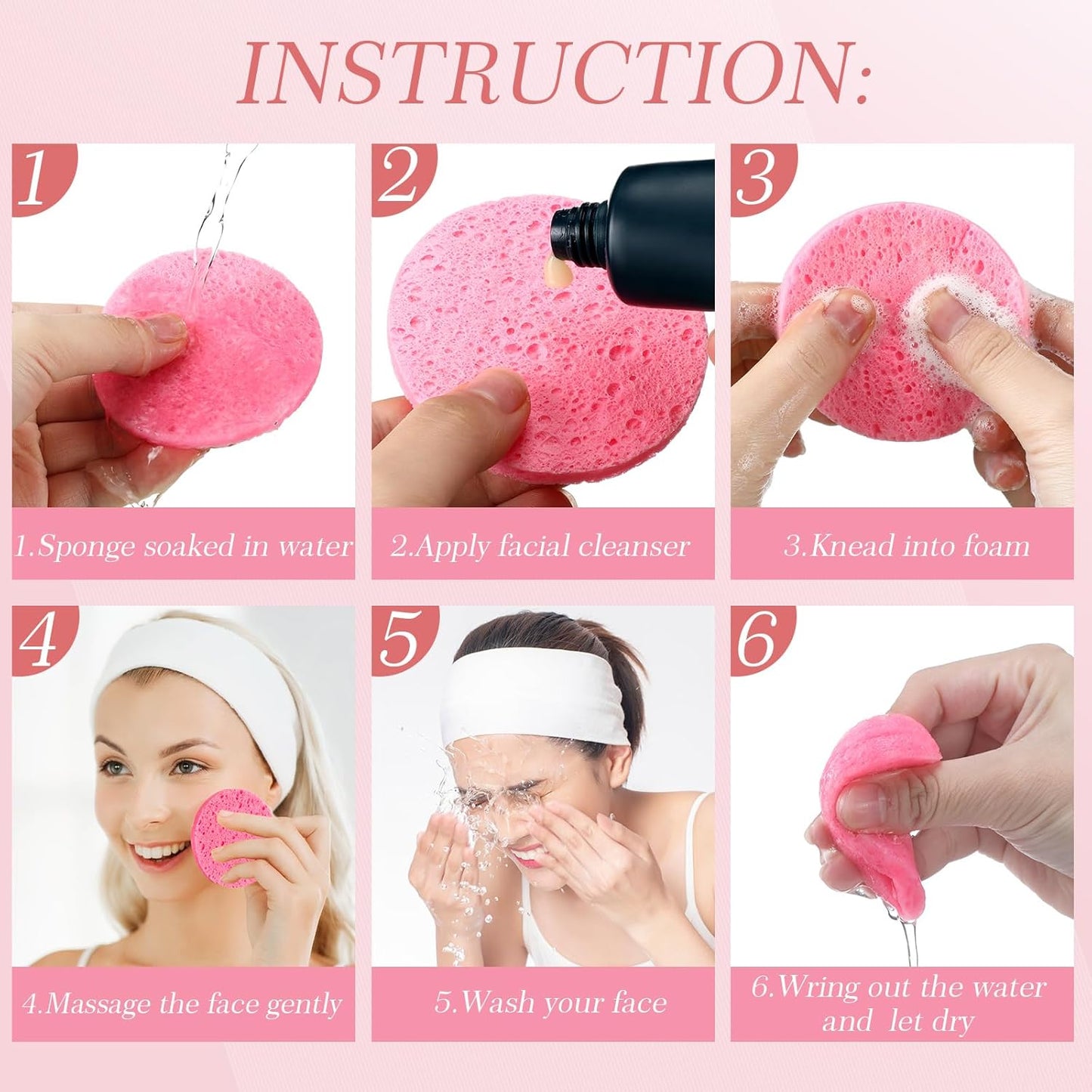 Sieral 120 Pcs Compressed Facial Sponges with Container Disposable Face Sponge Pads for Washing Face Cleansing Exfoliating Esthetician Makeup Removal(Round,White, Pink)