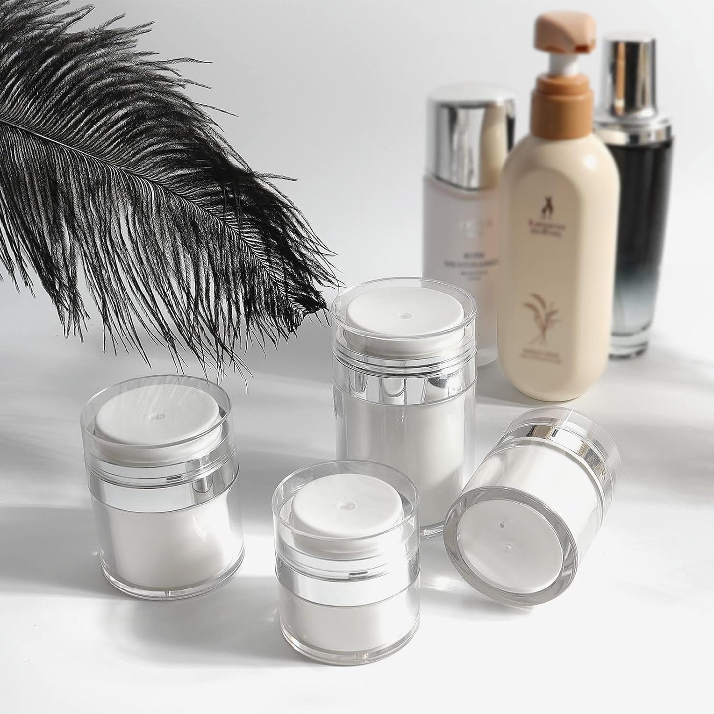 Airless Pump Jar - 1.0 Oz Air Pumps Container, Pump Moisturizer Container Empty Subpackage Makeup Jar Vacuum Bottle Dispenser