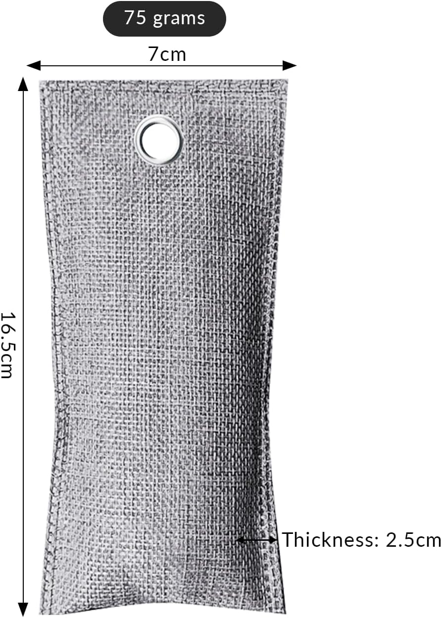 4 Pack charcoal odor absorber,Bamboo Charcoals Air Purifying Bag Charcoals Deodorizer Eliminator for Strong Odors in Car, Closet, Shoe, Basement (75G*4 Pack Gray-2, Unscented)