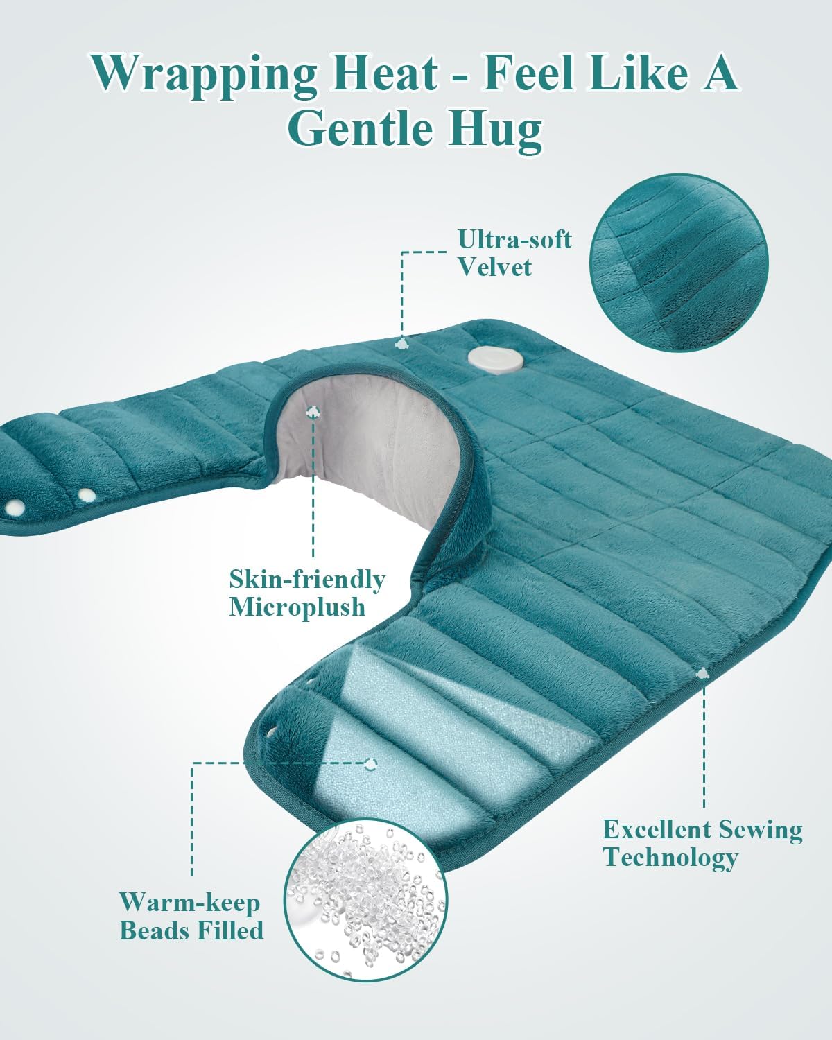 Heating Pad for Neck and Shoulders and Back, 24 x 23 XL Large Heat Wrap for Pain Relief, Birthday Gifts for Women Mom, 2.2lb Weighted, 6 Heat Settings, 4 Timers, Blue