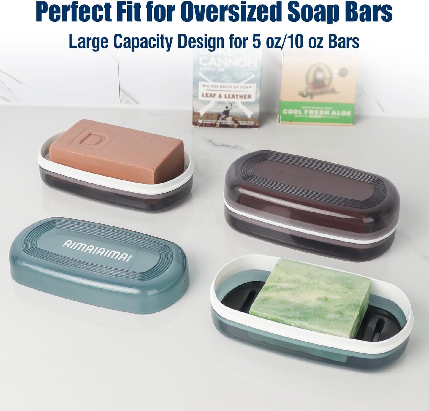 Shampoo Bar Holder Travel Case for Two Bars – Compatible with Kitsch Solid Shampoo & Conditioner Bars, Large Soap Container for Bathroom or Travel (1 Pack, Black Style A-Large)
