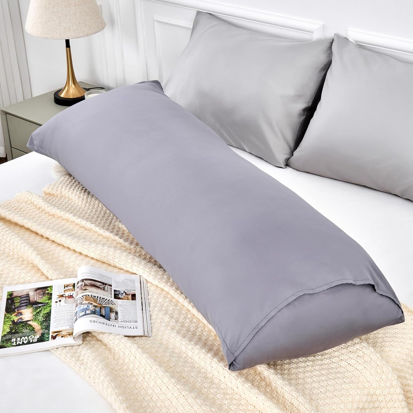 Warmstar Cotton Body Pillow Cover 1 Pack, 600 Thread Count Body Pillow case 20"x54", Long Body Pillow Case Cover Soft Breathable with Envelope Closure,Coffee Brown