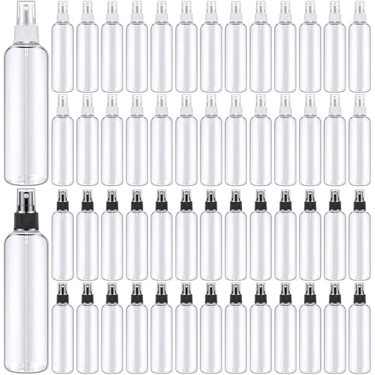 Eccliy 32 Pcs 8 oz Spray Bottles Fine Mist Cleaning Bottles Clear Empty Plastic Travel Sprayer Refillable Sprayer with Cap for Cleaning Solutions Oils Travel Perfumes(Mix,Clear)