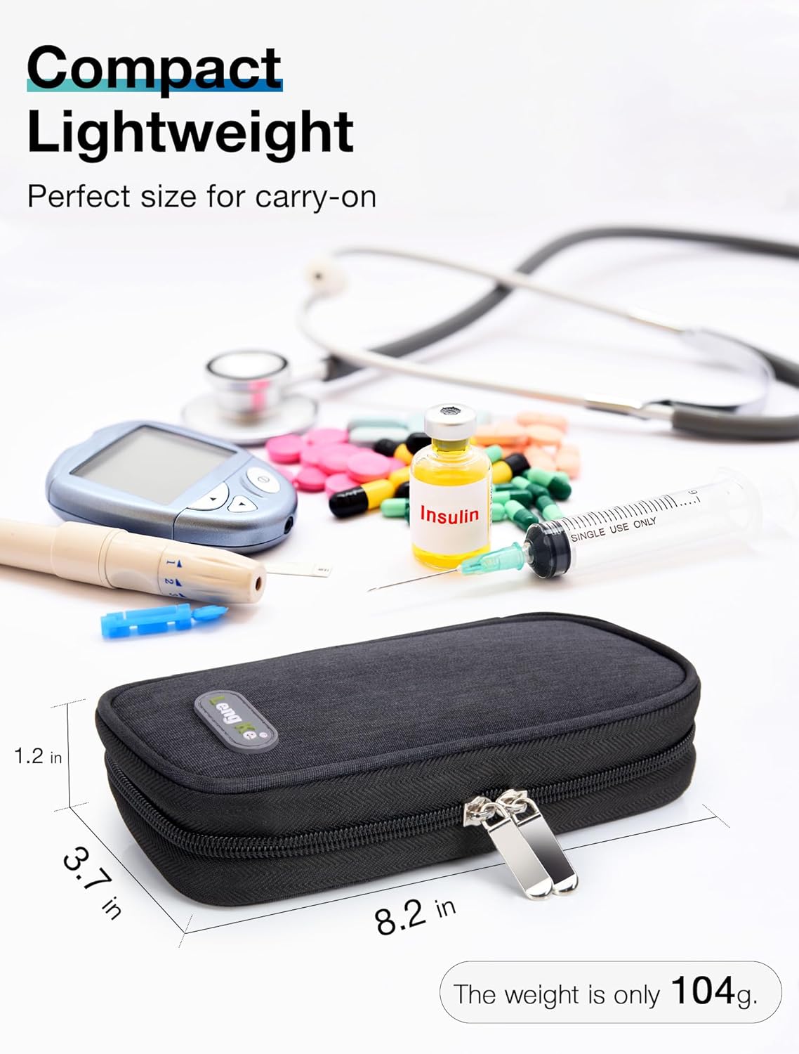 Leng Ke Insulin Cooler Travel Case TSA Approved Ice Packs,Insulin Travel Case for Insulin Pen, Insulin Supplies, Portable Insulin Pen Cooler Travel Case for Travel and Daily Life (Black)