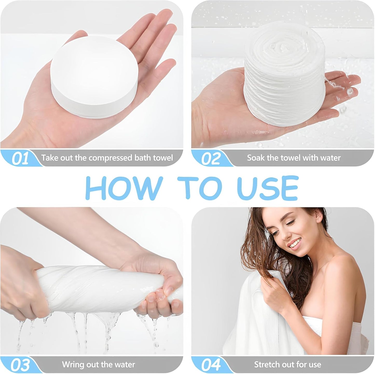 【10-PCS】Travel & Hiking Extra-Large Disposable Compressed Bath Towels,Disposable Bath Towels for Travel - 70×140cm, No Rinse, Quick-Dry, Hygienic & Space-Saving for Camping, Gym & Hotel Use