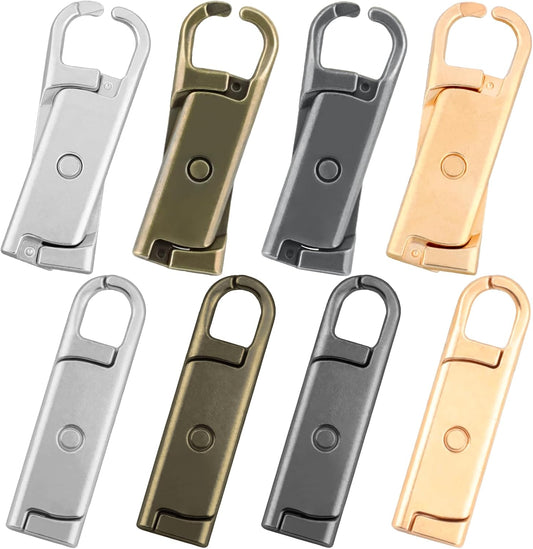 Zipper Pull Replacement (Upgraded),8 Pcs Detachable Replacement Zipper Pull Tabs for Luggage Clothing Jackets Backpacks Boots Purse Coat(Silver, Bronze, Gold, Gun Black)