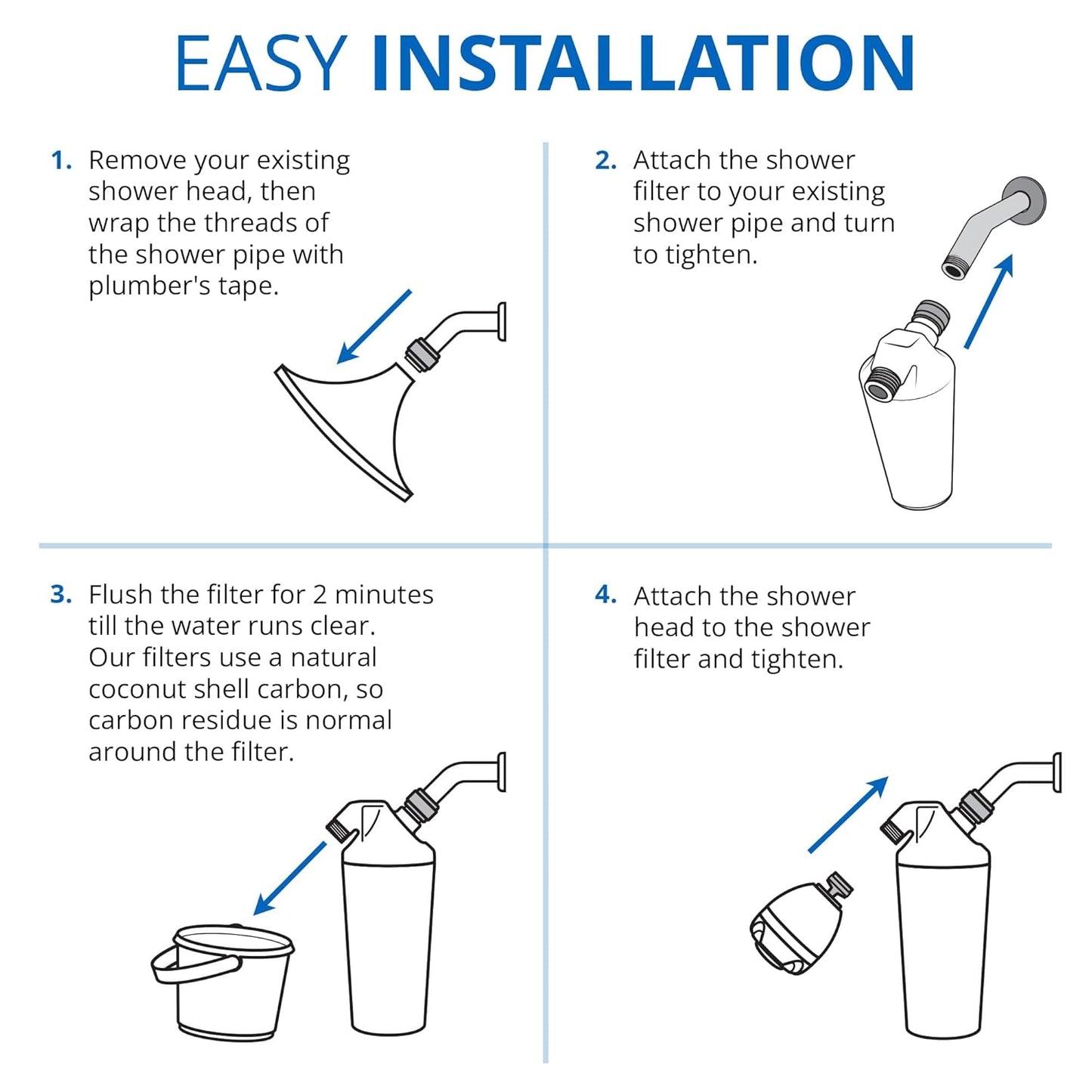 Aquasana Shower Filter | Dermatologist-recommended for softer, healthier skin & hair | Proven to reduce 90% of chlorine for 6 months | High pressure | Includes shower head | AQ-4100