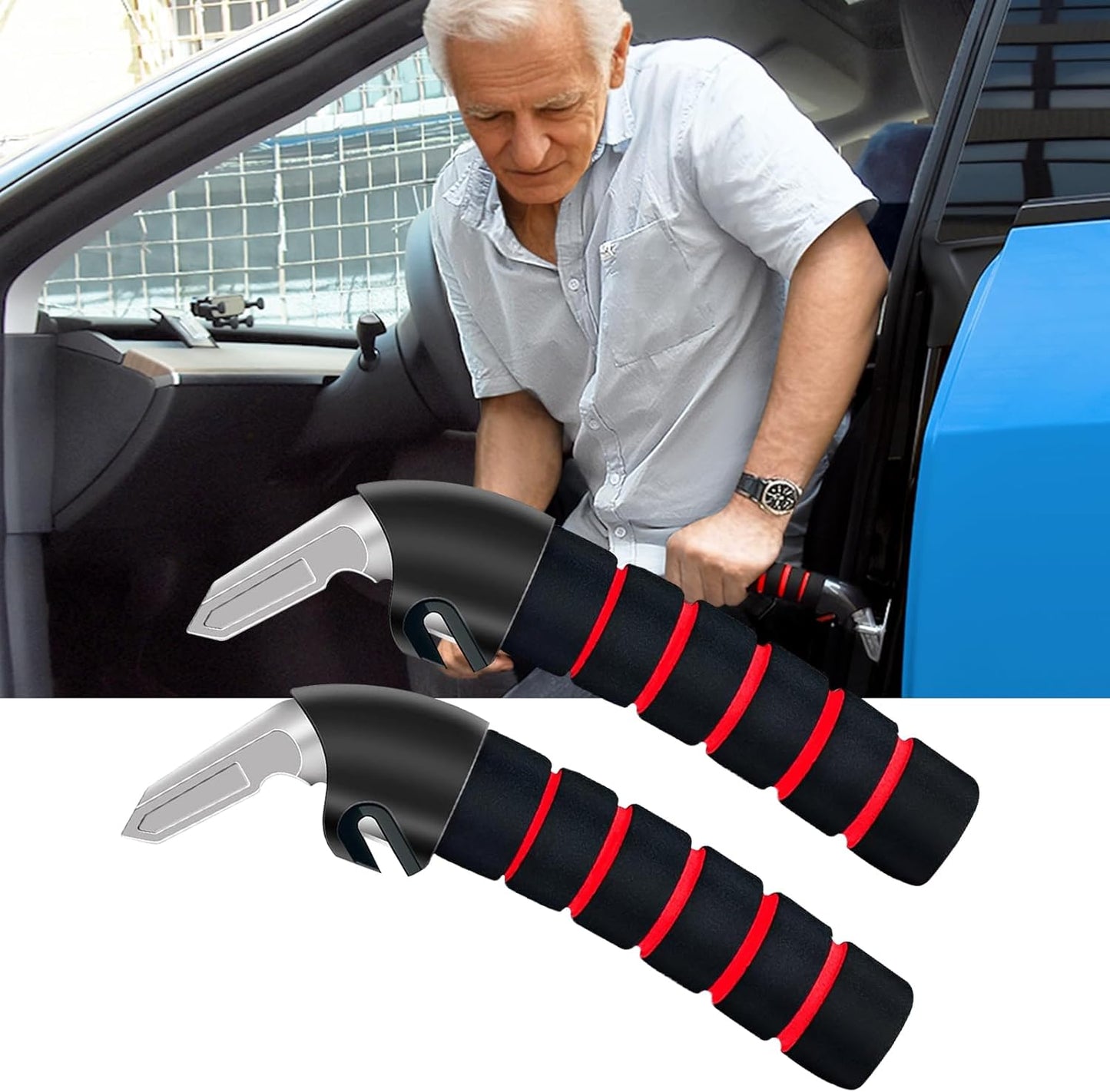 Car Handle Assist for Elderly Car Door Handle, Mobility Car Assist Transfer Support Handle, Multifunction Automotive Grab Handles, Aids for Disabled and Elderly(2Pack, Red)