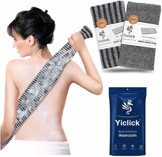 Yiclick 2 Pack Exfoliating Washcloth Towel - Body Scrubber Exfoliator, Loofah Sponge, Korean & Japanse & African Net Sponge Rag - Back Scrubber Washer for Use in Shower Bath