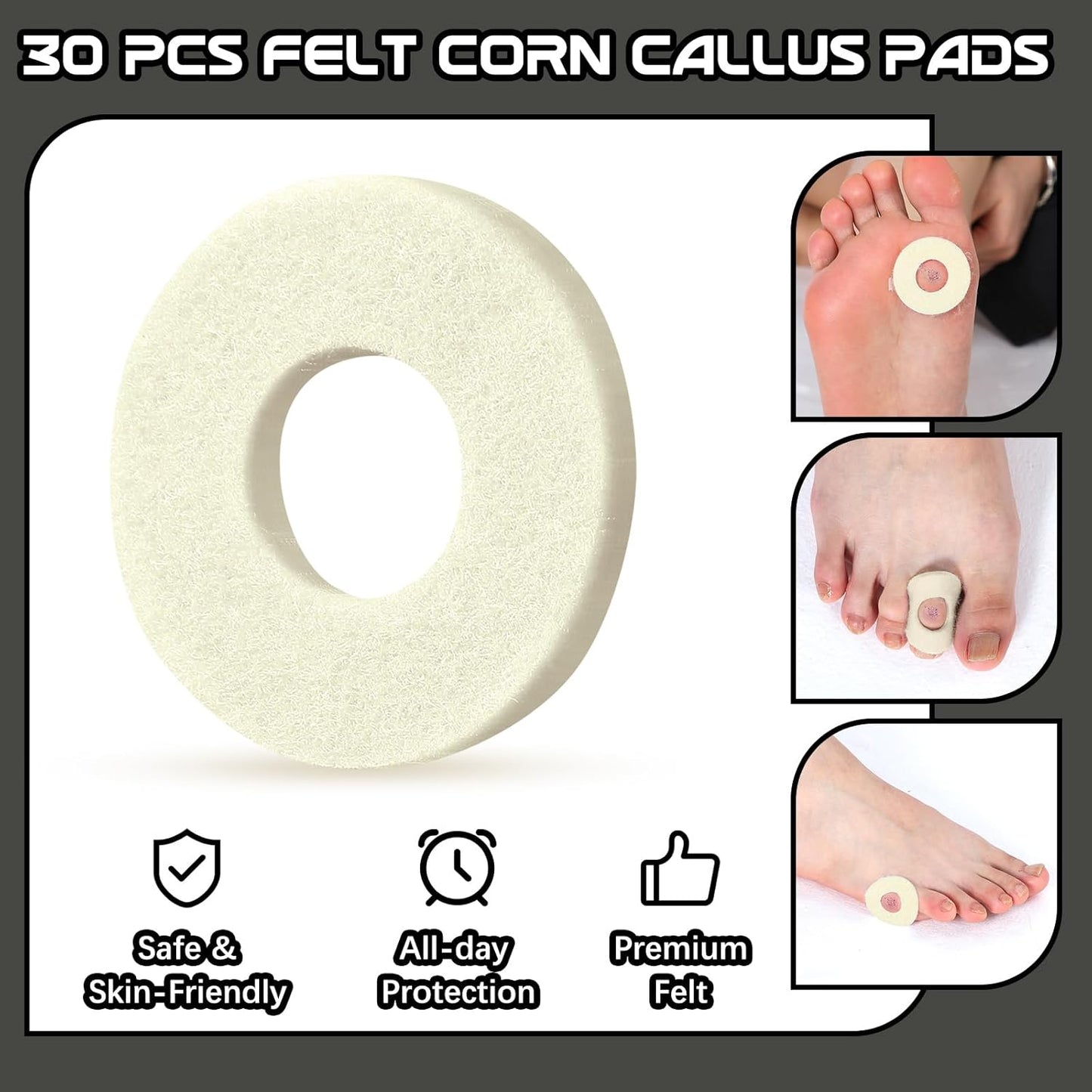 60 Pcs Felt Callus Cushions for Bottom of Foot Round Feet Corn Pads Adhesive Foot Callus Pads Soft Callous Cushions Bulk for Women Men Feet Toes Heel Pain Relief(Beige)