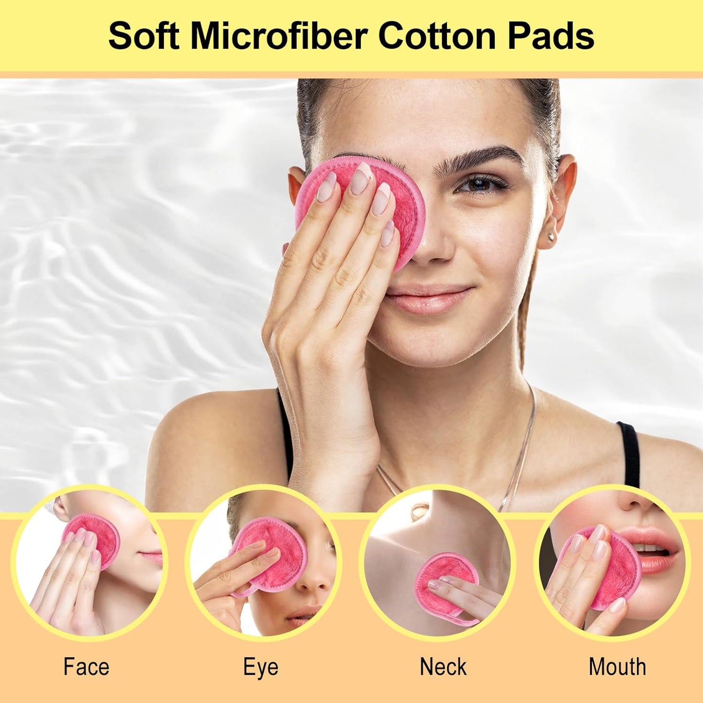 Nugilla 18 Packs Reusable Makeup Remover Pads with a Washable Laundry Bag, Resuable Microfiber Round Towel Skin Face Towels, Soft Makeup Remover Cloth, Fast Drying Washcloth (Pink)