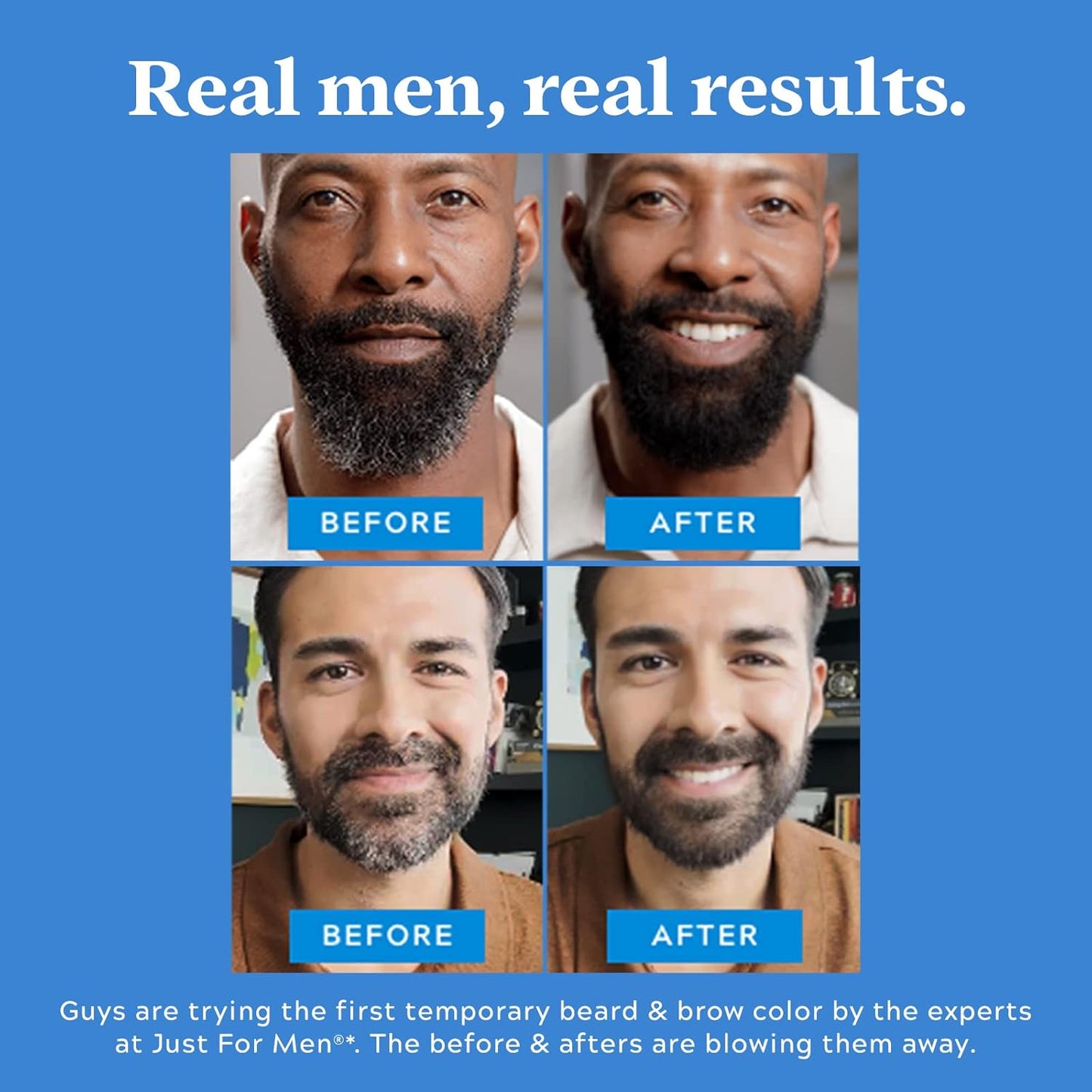 Just for Men 1-Day Beard & Brow Color, Temporary Color for Beard and Eyebrows, For a Fuller, Well-Defined Look, Up to 30 Applications, Dark Brown