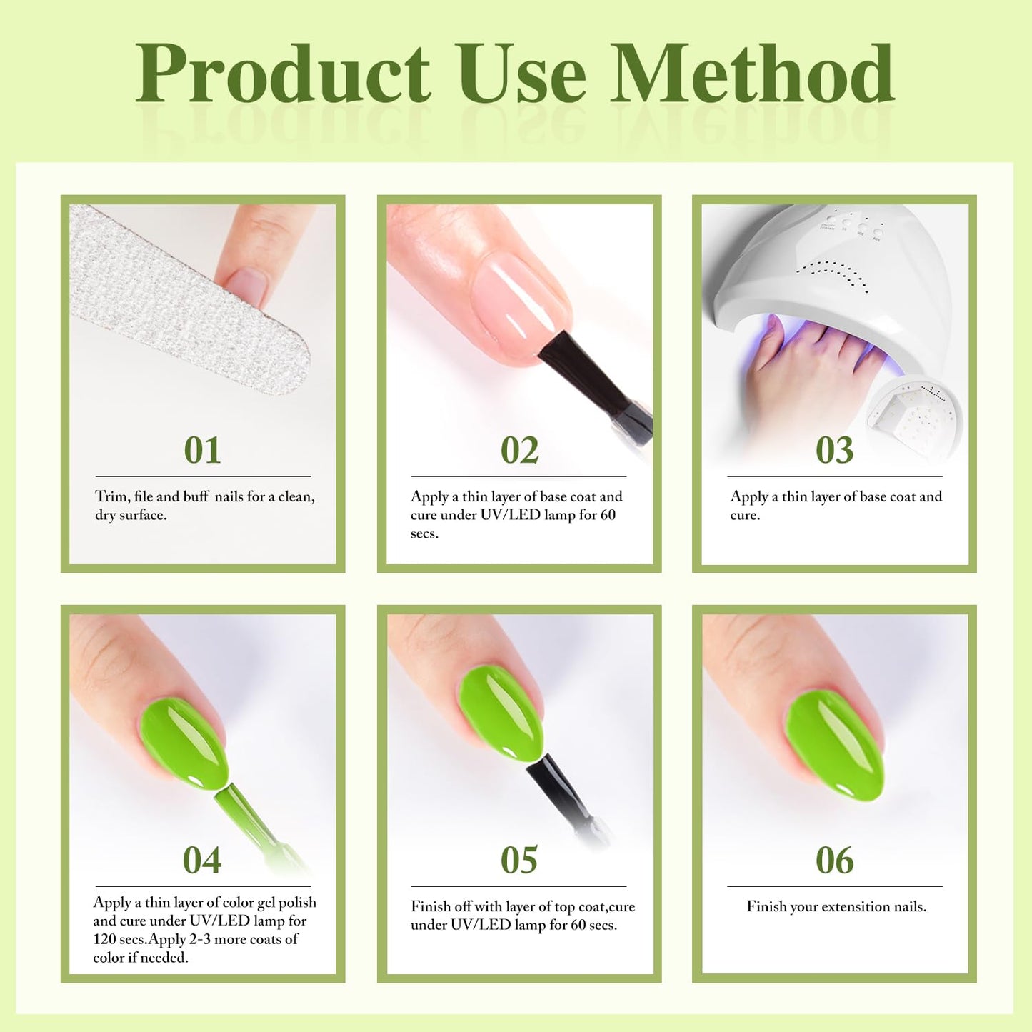 Double Rhythm Gel Nail Polish Set of 6 Colors Baby Light Pastel Milky Nail Polish Starter Kit Art DIY Salon Home (Sage Dark Deep Lime Green Olive,Kit 18)