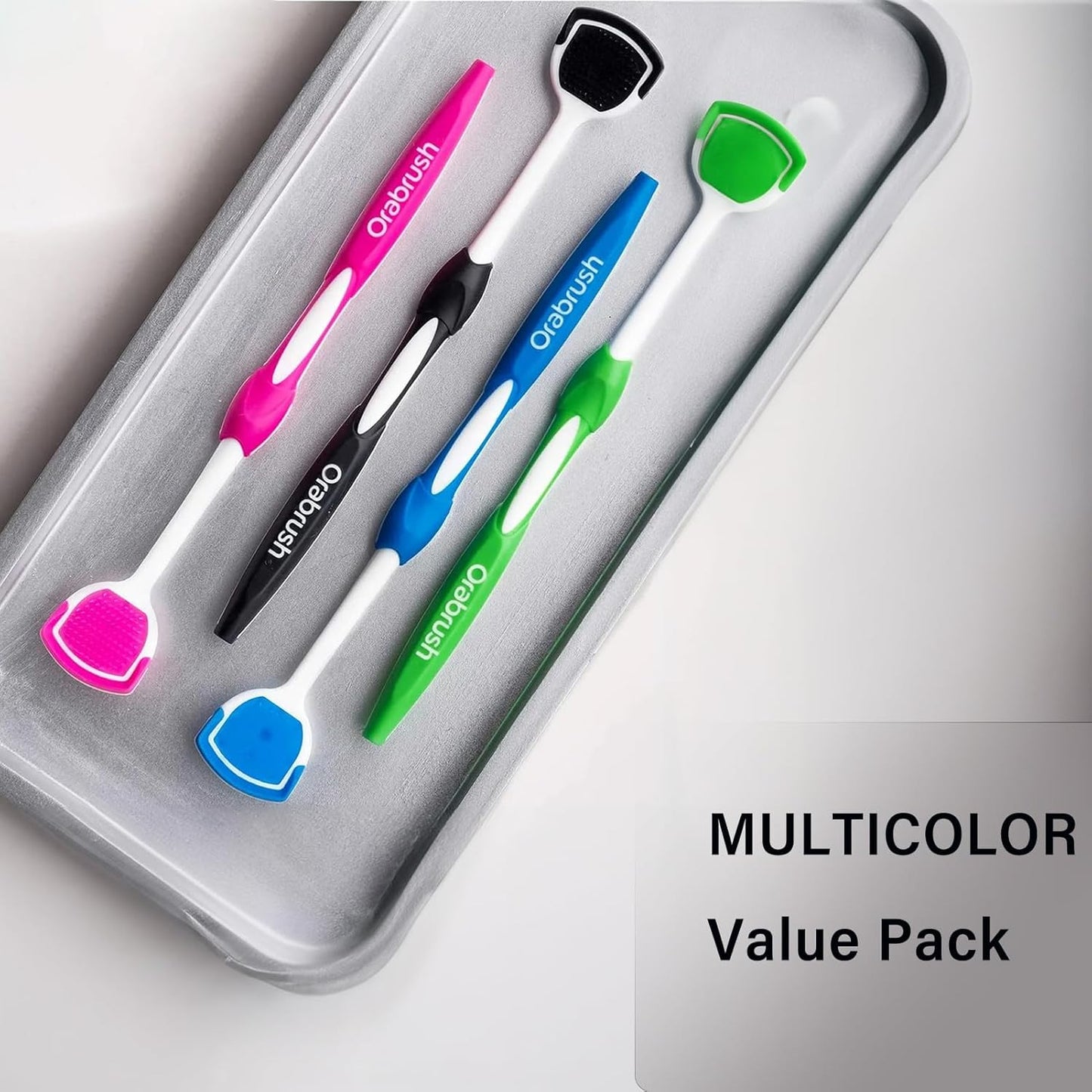 Soft Bristles Tongue Brush for orabrush - Gentle on Gag Reflex,Ergonomic Design, Freshens Breath for Improved Dental Hygiene,4 Tongue Scrapers - 4 pack