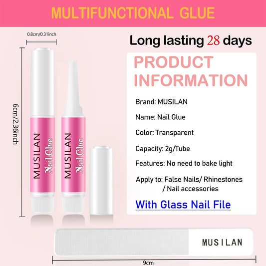 Nail Glue,Super Strong & Long-Lasting & Ultra Quick 40PCS Nail Glue for Acrylic Nails Press on Nails Professional Nail Gel for Stick On Nail Tips & Acrylic Nails & Nail Art Supplies 0.07OZ/PCS