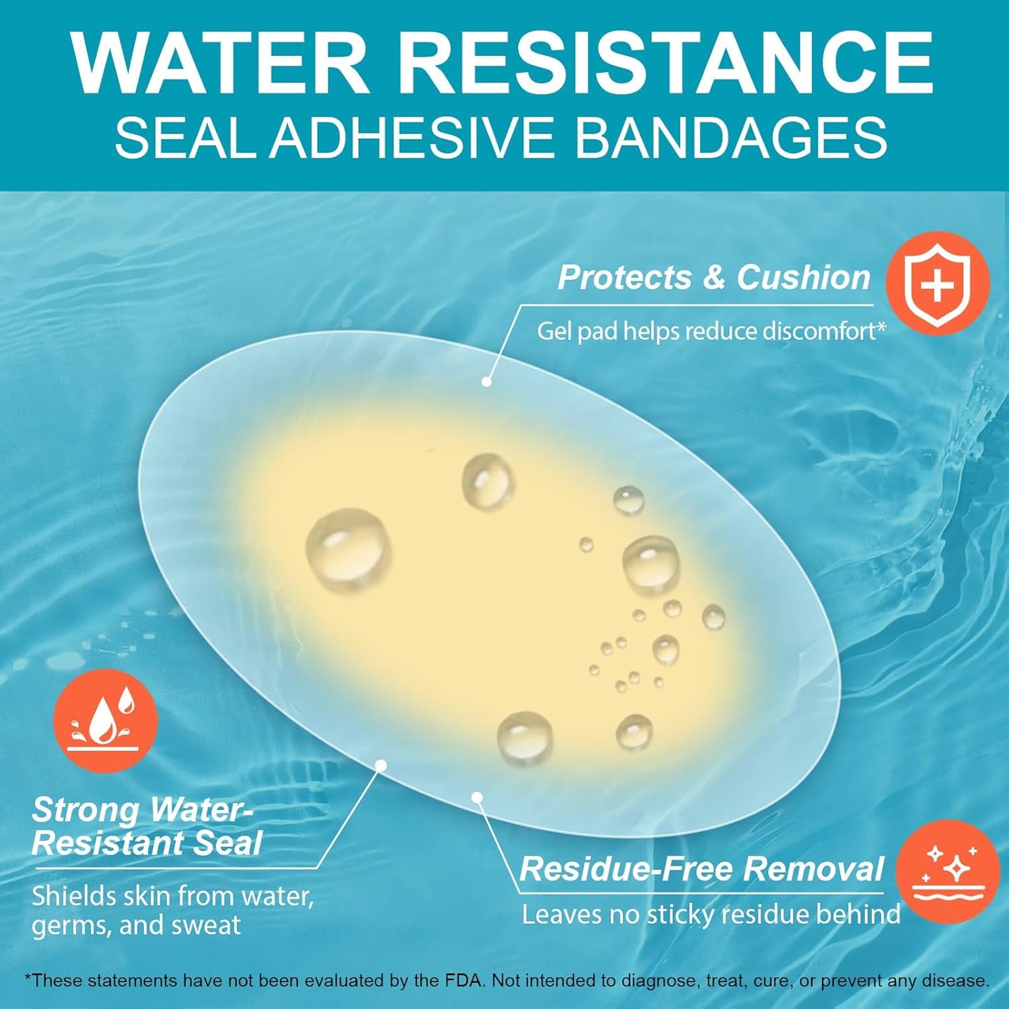 Gel Blister Bandages for Feet, 30ct Water-Resistant Hydrocolloid Bandages for Foot, Toe, & Heel, Blister Pads for Prevention & Recovery